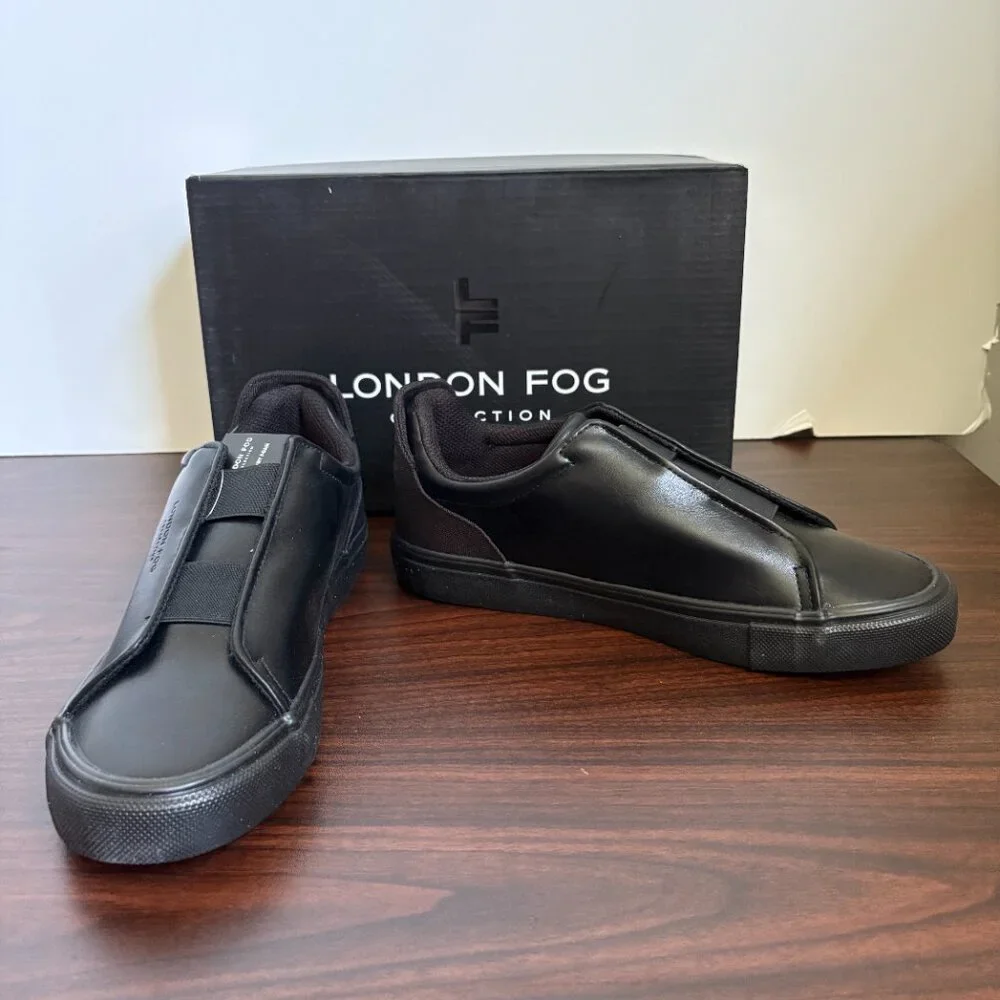 LONDON FOG Francis Low Slip-On Sneakers Shoes Dadcore Smart Casual Black 8.5
